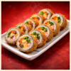 Kimbap Chiên 25K tại Mì Cay Quốc Dân với lớp ngoài chiên vàng giòn, bên trong là cơm cuộn rong biển và nhân hài hòa