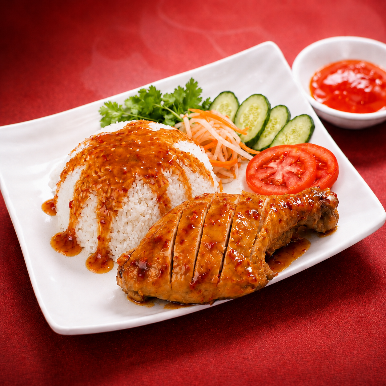 com-dui-ga-tuoi-sot-cay-mi-cay-quoc-dan.jpg Cơm Đùi Gà Tươi Sốt Cay tại Mì Cay Quốc Dân với cơm trắng, đùi gà mềm ngọt phủ sốt cay đậm vị